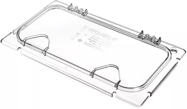 Protect and access food easily with the Clear Coldmaster EZ Access Lid One Third Size CM10278Z07. This dishwasher safe polycarbonate hinged lid features a secure snap on design and is ideal for restaurants, buffets, catering operations, and commercial kitchens.