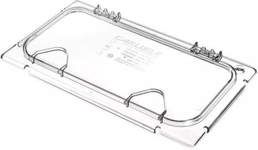 Protect and access food easily with the Clear Coldmaster EZ Access Lid One Third Size CM10278Z07. This dishwasher safe polycarbonate hinged lid features a secure snap on design and is ideal for restaurants, buffets, catering operations, and commercial kitchens.