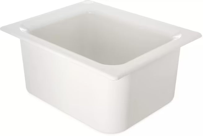 Keep cold foods safely chilled with the Half Size White Coldmaster Food Pan 6 Quart CM110102. This insulated gel filled food pan maintains temperatures for up to 8 hours without ice and is ideal for restaurants, buffets, catering operations, and commercial kitchens.