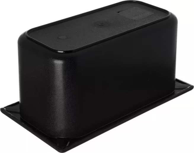 Keep cold foods safely chilled with the One Third Size Black Coldmaster Food Pan 3.5 Quart CM110203. This insulated gel filled food pan maintains temperatures for up to 8 hours without ice and is ideal for restaurants, buffets, catering operations, salad bars, and commercial kitchens.