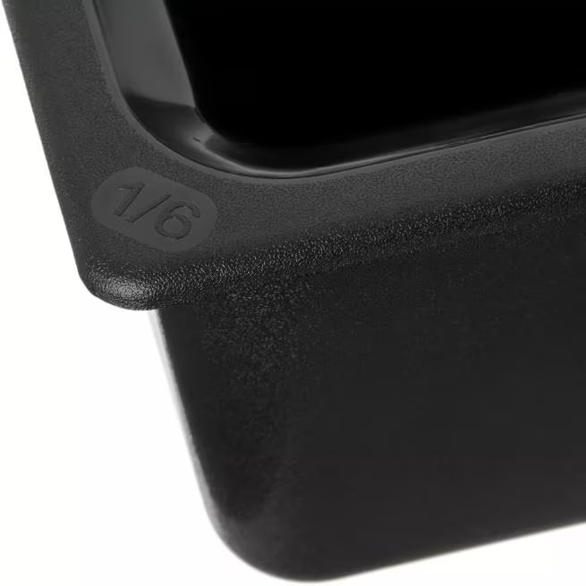 Keep cold foods safely chilled with the One Sixth Size Black Coldmaster Deep Food Pan 1 Quart CM110403. This insulated gel filled food pan maintains temperatures for up to 8 hours without ice and is ideal for condiments, toppings, sauces, salad bars, restaurants, buffets, and commercial kitchens.