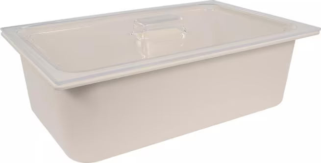 Protect chilled foods with the Clear Coldmaster Food Pan Lid Full Size CM112507. This dishwasher safe lid provides full coverage, a molded handle for easy removal, and a secure fit for Coldmaster full size food pans in restaurants, buffets, catering operations, and commercial kitchens.