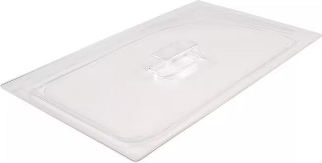 Protect chilled foods with the Clear Coldmaster Food Pan Lid Full Size CM112507. This dishwasher safe lid provides full coverage, a molded handle for easy removal, and a secure fit for Coldmaster full size food pans in restaurants, buffets, catering operations, and commercial kitchens.