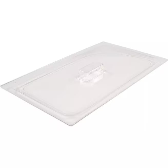 Protect chilled foods with the Clear Coldmaster Food Pan Lid Full Size CM112507. This dishwasher safe lid provides full coverage, a molded handle for easy removal, and a secure fit for Coldmaster full size food pans in restaurants, buffets, catering operations, and commercial kitchens.