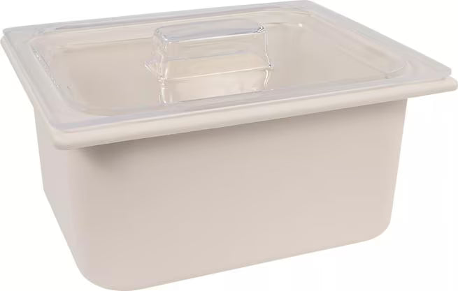 Protect chilled foods with the Clear Coldmaster Food Pan Lid Half Size CM112607. This dishwasher safe lid provides full coverage, a molded handle for easy removal, and a secure fit for Coldmaster half size food pans in restaurants, buffets, catering operations, and commercial kitchens.