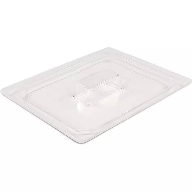 Protect chilled foods with the Clear Coldmaster Food Pan Lid Half Size CM112607. This dishwasher safe lid provides full coverage, a molded handle for easy removal, and a secure fit for Coldmaster half size food pans in restaurants, buffets, catering operations, and commercial kitchens.
