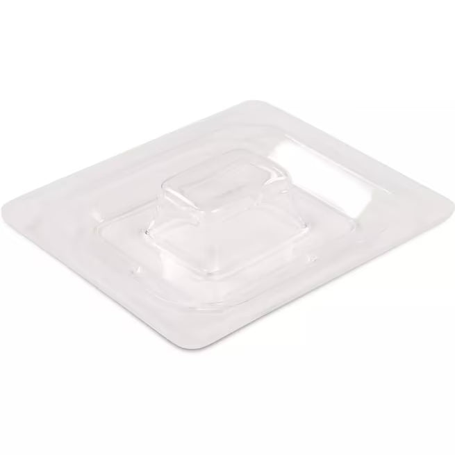 Protect chilled foods with the Clear Coldmaster Food Pan Lid One Sixth Size CM112807. This dishwasher safe lid provides full coverage, a molded handle for easy removal and a secure fit for Coldmaster one sixth size food pans.