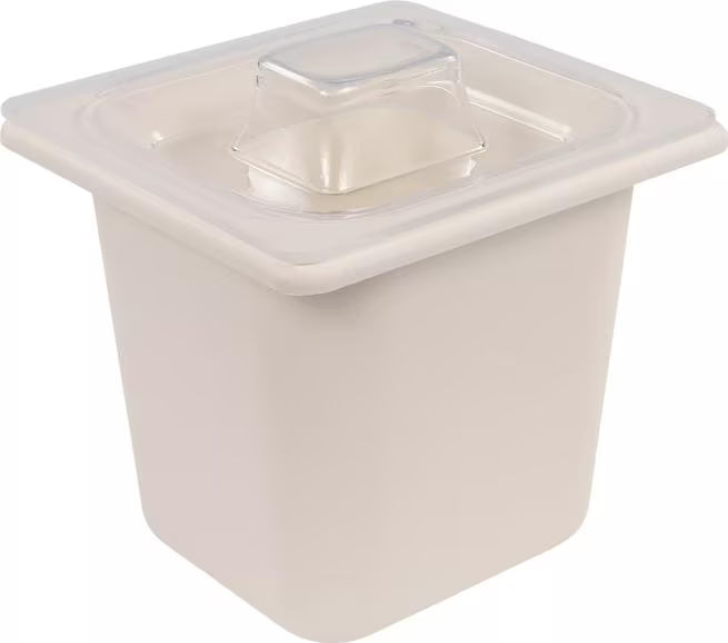Protect chilled foods with the Clear Coldmaster Food Pan Lid One Sixth Size CM112807. This dishwasher safe lid provides full coverage, a molded handle for easy removal and a secure fit for Coldmaster one sixth size food pans.