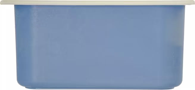 Monitor cold food temperatures with the 4 Quart White Blue Coldmaster CoolCheck Third Size Food Pan CM1102C1402. CoolCheck technology provides a visual temperature indicator while refrigerant gel keeps food at or below 40°F for up to 8 hours.