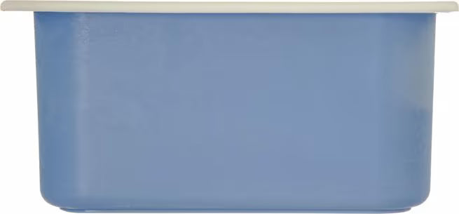 Organize and monitor cold foods with the 3.4 Quart White Blue Coldmaster CoolCheck Third Size Divided Food Pan CM1103C1402. CoolCheck technology visually indicates temperature changes while refrigerant gel keeps food at or below 40°F for up to 8 hours.