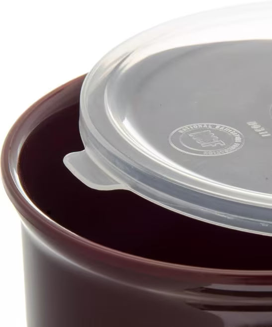 Serve condiments, sauces and sides with the 1.2 Quart Brown Classic Crock with Lid 030101. Durable SAN construction resists staining, breaking, chipping and scuffing while the included translucent snap on lid provides convenient coverage.