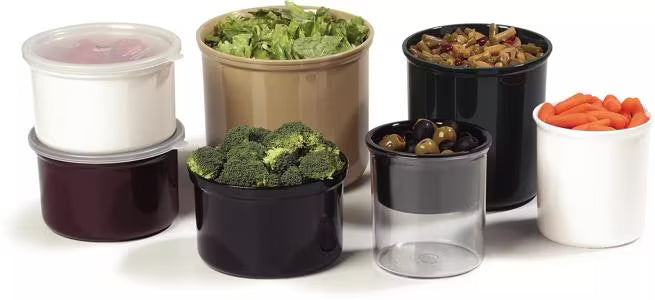 Serve condiments, sauces and sides with the 2.7 Quart White Classic Crock with Lid 030202. Durable SAN construction resists staining, breaking, chipping and scuffing while the included translucent snap on lid provides convenient coverage.