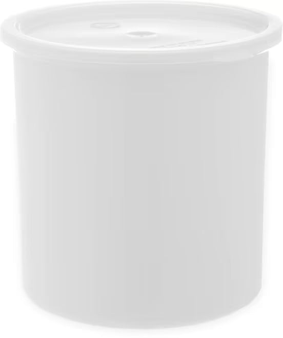 Serve condiments, sauces and sides with the 2.7 Quart White Classic Crock with Lid 030202. Durable SAN construction resists staining, breaking, chipping and scuffing while the included translucent snap on lid provides convenient coverage.