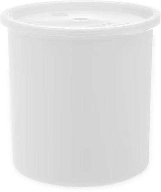 Serve condiments, sauces and sides with the 2.7 Quart White Classic Crock with Lid 030202. Durable SAN construction resists staining, breaking, chipping and scuffing while the included translucent snap on lid provides convenient coverage.