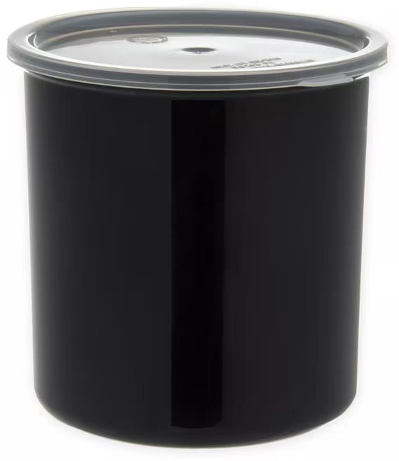Serve condiments, sauces and sides with the 2.7 Quart Black Classic Crock with Lid 030203. Durable SAN construction resists staining, breaking, chipping and scuffing while the included translucent snap on lid provides convenient coverage.