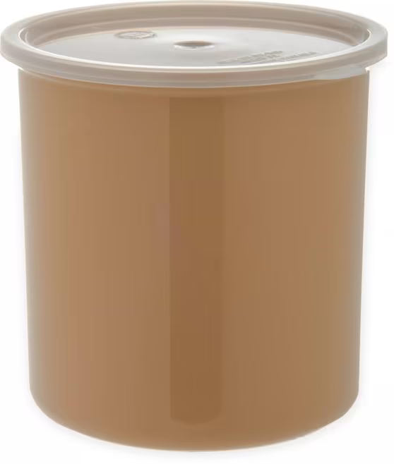 Serve condiments, sauces and sides with the 2.7 Quart Beige Classic Crock with Lid 030206. Durable SAN construction resists staining, breaking, chipping and scuffing while the included translucent snap on lid provides convenient coverage.