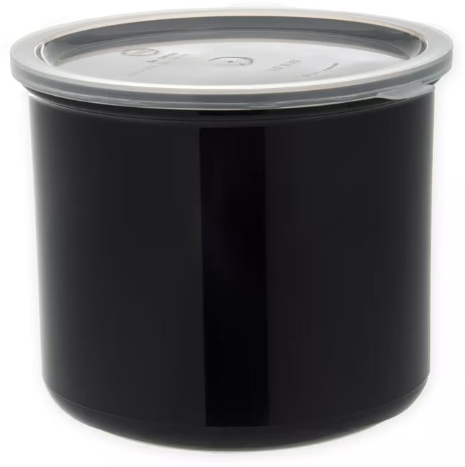 Serve condiments, sauces and sides with the 4 Quart Black Classic Crock with Lid 030403. Durable SAN construction resists staining, breaking, chipping and scuffing while the included translucent snap on lid provides convenient coverage.
