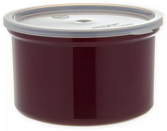 Serve condiments, sauces and sides with the 1.5 Quart Brown Classic Crock with Lid 031601. Durable SAN construction resists staining, breaking, chipping and scuffing while the included translucent snap on lid provides convenient coverage.