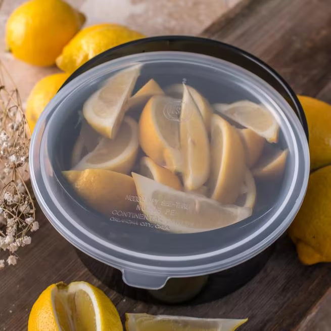 Serve condiments, sauces and sides with the 1.5 Quart Black Classic Crock with Lid 031603. Durable SAN construction resists staining, breaking, chipping and scuffing while the included translucent snap on lid provides convenient coverage.