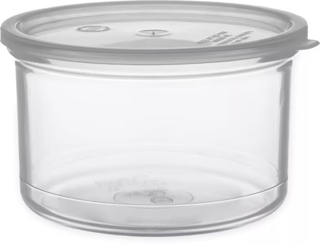 Serve condiments, sauces and sides with the 1.5 Quart Clear Classic Crock with Lid 031607. Durable SAN construction resists staining, breaking, chipping and scuffing while the clear design and included translucent snap on lid provide convenient visibility and coverage.