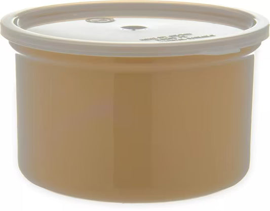 Serve condiments, sauces and sides with the 1.5 Quart Beige Classic Crock with Lid 031606. Durable SAN construction resists staining, breaking, chipping and scuffing while the included translucent snap on lid provides convenient coverage.