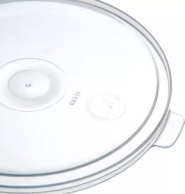 Replace worn or missing crock lids with the Translucent Replacement Lid 031130. Designed to fit 0300, 0301 and 0341 crocks, this durable SAN snap on lid offers excellent chemical and scuff resistance for commercial foodservice use.