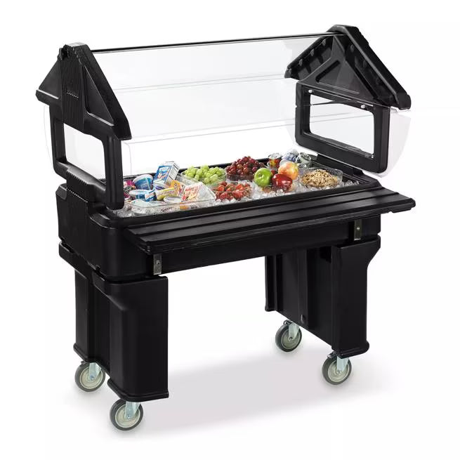 Expand your serving area with the 4 Foot Black Six Star Food Bar Tray Slide 662003. Durable polyethylene construction, easy assembly and a scratch resistant textured finish make it ideal for commercial buffet and cafeteria setups.