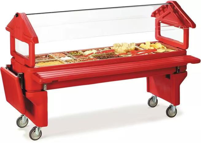 Expand your Six Star food bar with the 16 x 20.5 Inch Red Six Star End Shelf 662505. Durable polyethylene construction, easy assembly and a scratch resistant textured finish provide convenient additional serving space.