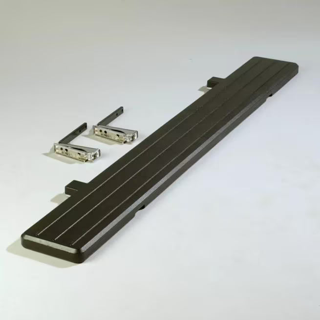 Expand your serving area with the 6 Foot Black Maximizer Tray Slide 772103. Durable polyethylene construction provides additional space for trays and serving essentials on compatible commercial food bars.
