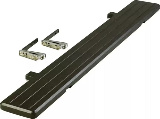 Expand your serving area with the 6 Foot Black Maximizer Tray Slide 772103. Durable polyethylene construction provides additional space for trays and serving essentials on compatible commercial food bars.