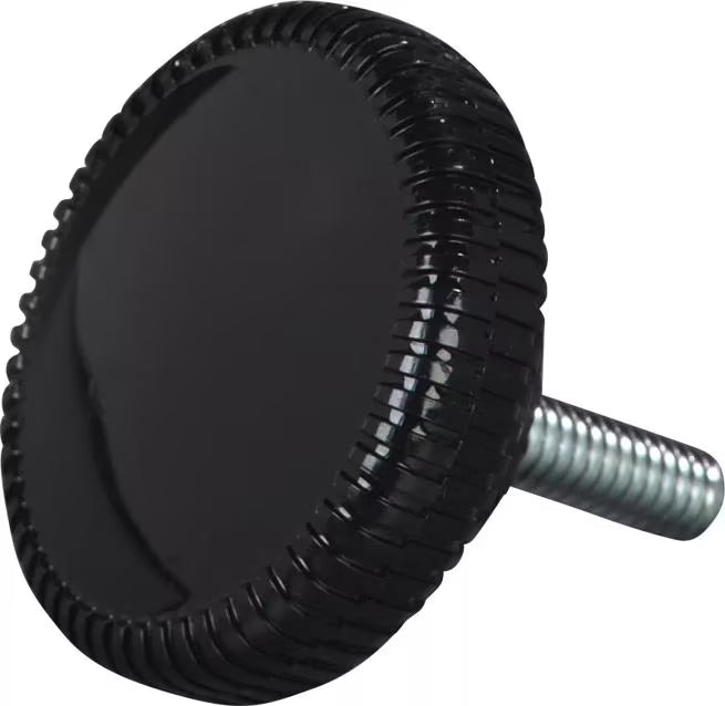 Maintain your Maximizer food bar with the Black Replacement Post Knob 775203. This screw in replacement knob helps securely attach compatible double sided acrylic sneeze guards to their supporting posts.
