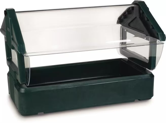 Serve chilled foods with the 4 x 2 x 2 Foot Forest Green Six Star Tabletop Food Bar 660008. Features durable polyethylene construction, polyurethane foam insulation, a wide acrylic sneeze guard and capacity for food pans up to 6 inches deep.