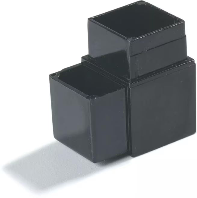 Maintain your Five Star Buffet Bar with the 1 Inch Black 90 Degree 2 Prong Sneeze Guard Assembly Blocks 900403. Designed to provide secure positioning and dependable support for compatible commercial foodservice sneeze guards.