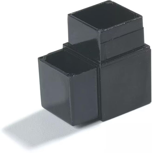 Maintain your Five Star Buffet Bar with the 1 Inch Black 90 Degree 2 Prong Sneeze Guard Assembly Blocks 900403. Designed to provide secure positioning and dependable support for compatible commercial foodservice sneeze guards.