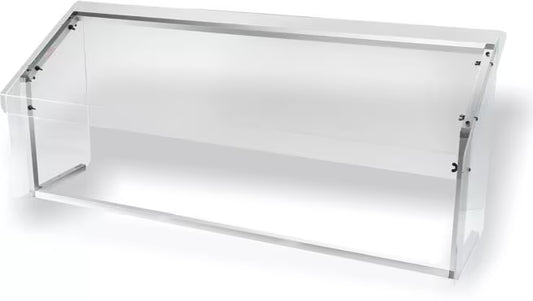 Protect displayed foods with the 60 Inch Clear Standard Single Sided Sneeze Guard 916007. Designed for compatible Five Star Buffet Bars with an 18 inch shield width and approximately 12 inch mounted depth.