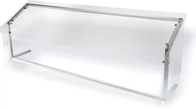 Protect displayed foods with the 73-1/4 Inch Clear Standard Single Sided Sneeze Guard 917207. Designed for compatible Five Star Buffet Bars with an 18 inch shield width and approximately 12 inch mounted depth.