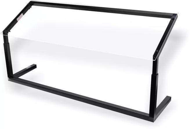 Protect displayed foods with the 48 Inch Black Adjustable Single Sided Sneeze Guard 924803. Designed for Five Star Buffet Bars with 1 inch height adjustments and an opening range from 11.25 to 17.25 inches.