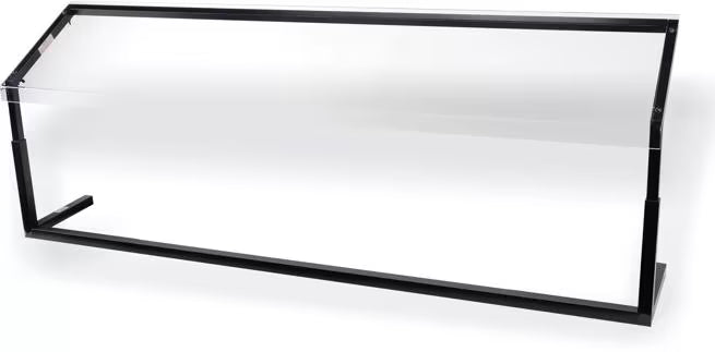 Protect displayed foods with the 73-1/4 Inch Black Adjustable Single Sided Sneeze Guard 927203. Designed for compatible Five Star Buffet Bars with an adjustable opening height from 11.25 to 17.25 inches.