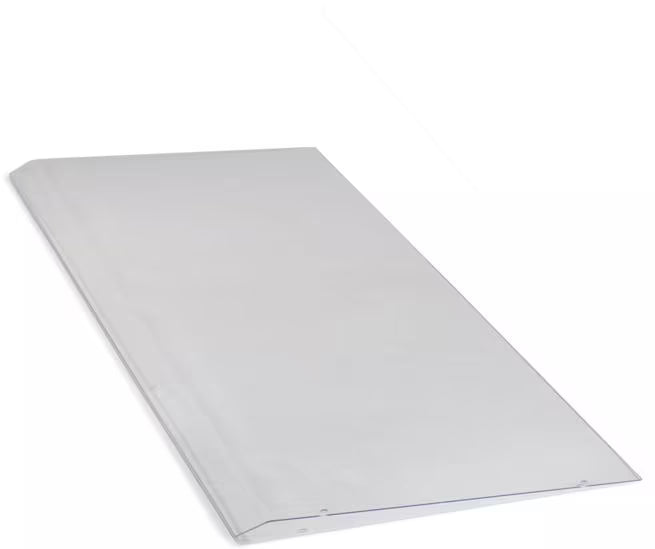 Protect displayed foods with the 24 Inch Clear 3/16 Inch Acrylic Sneeze Guard Shield 932507. Features an 18 inch total width, 12 inch mounted depth and clear construction for commercial foodservice applications.