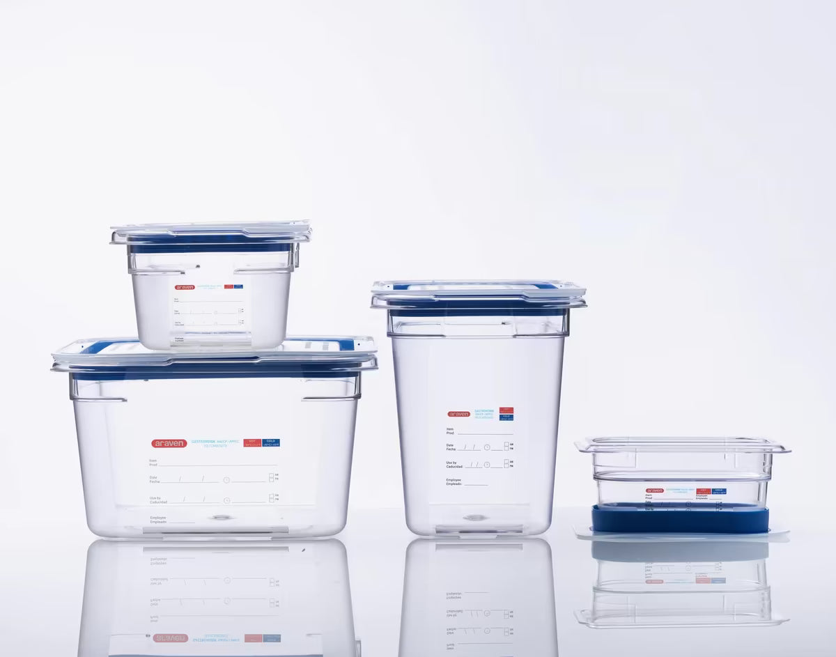 Keep food fresh with the GN 1/6 Size Clear Polypropylene Airtight Lid 09852. Features a rubber seal, spill-proof design and GastroNorm sizing for secure commercial food storage.