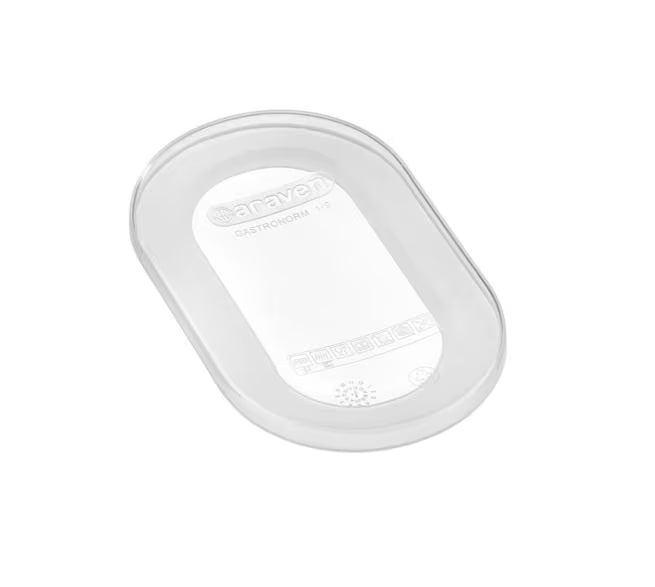 Preserve food freshness with the GN 1/9 Size Clear Silicone Food Pan Lid 91811. Airtight, flexible and transparent design is freezer safe to -40°F, microwave safe and oven safe up to 392°F.