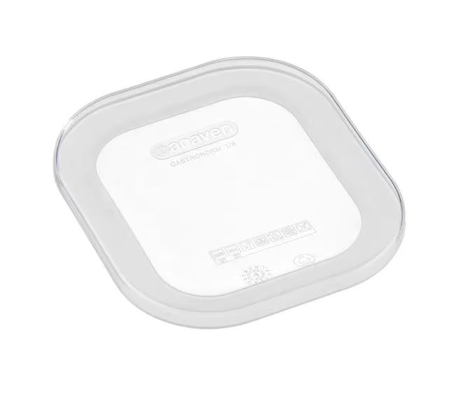 Preserve food freshness with the GN 1/6 Size Clear Silicone Food Pan Lid 91812. Airtight, flexible and transparent design is freezer safe to -40°F, microwave safe and oven safe up to 392°F.