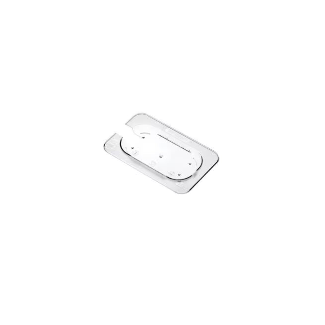 Protect and serve food efficiently with the GN 1/9 Notched Polycarbonate Contact Lid 84013. Features a universal fit, integrated handle, utensil notch, and air exposure protection.