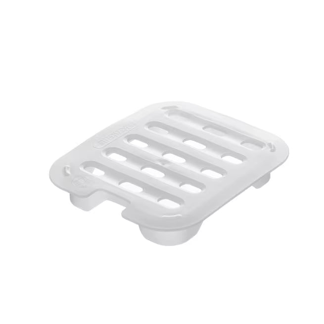 Preserve food efficiently with the GN 1/6 Size White HDPE Drain Tray 00254. Features a versatile design for meats, fruits, vegetables, and seafood, rounded edges, and ergonomic handling.