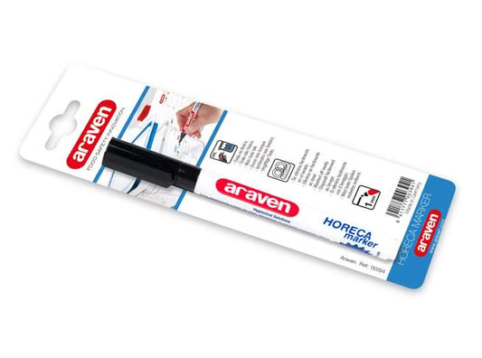 Organize food preparation and traceability with the Food Service Blister 1 Pack Black Marker 00394. Features water-based permanent ink, dishwasher cleaning, and reliable performance in refrigerators and freezers.