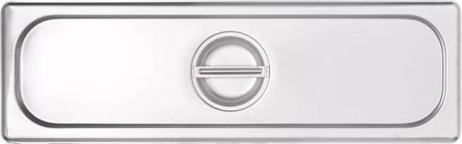 Protect food with the DuraPan Light Gauge Stainless Steel Steam Table Long Hotel Pan Cover Half-Size 60700HLC. Features durable stainless steel construction and a comfortable concave handle.