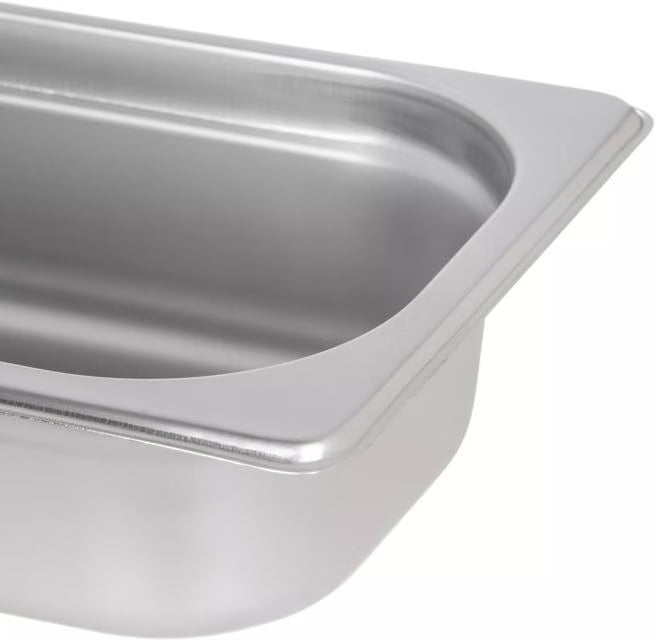 Prepare and serve food efficiently with the DuraPan Light Gauge Stainless Steel Steam Table Long Hotel Pan Long 1/2 Size 2.5 Inch Deep 60700HL2. Features spoonable bottoms, freezer-to-oven versatility, and Coldmaster compatibility.