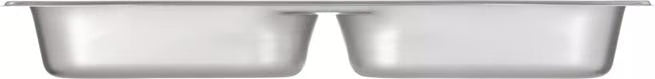 Serve two food items efficiently with the DuraPan Stainless Steel Divided Steam Table Hotel Pan Full-Size 2.5 Inch Deep 607002D. Features divided sections, spoonable bottoms, freezer-to-oven versatility, and Coldmaster compatibility.