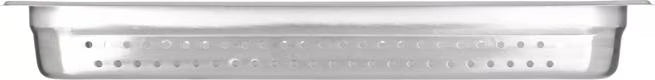 Steam and drain food efficiently with the DuraPan Light Gauge Stainless Steel Perforated Steam Table Hotel Pan Full-Size 2.5 Inch Deep 607002P. Features a perforated design, spoonable bottoms, and Coldmaster compatibility.
