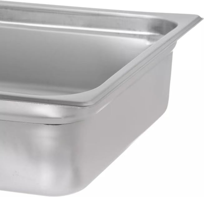 Prepare and serve food efficiently with the DuraPan Light Gauge Stainless Steel Steam Table Hotel Pan Full-Size 4 Inch Deep 607004. Features spoonable bottoms, freezer-to-oven versatility, and Coldmaster compatibility.